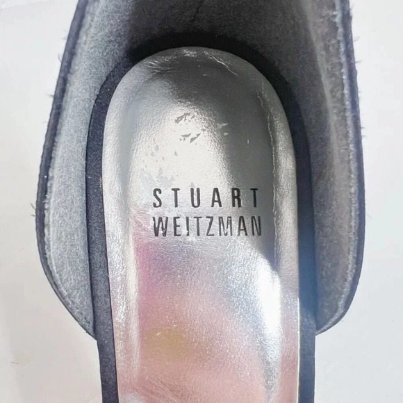 Stuart Weitzman Alas Crystal-Bow d’Orsay Black Satin Pump Women's Size 8.5 - Picture 5 of 11